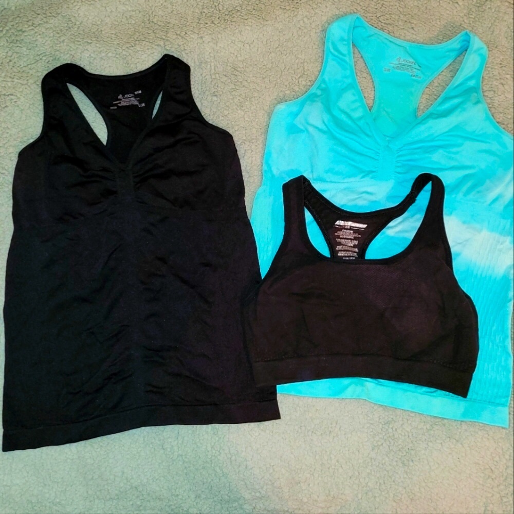 Jockey Bra Racer Athletic Bra Tank Lot 3 Medium Large Compression Built in Bra M